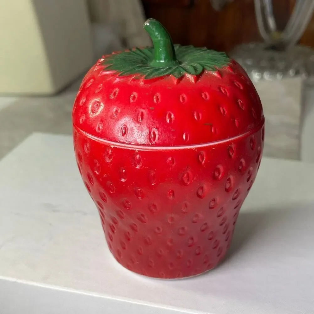 Vintage Hazel Atlas Strawberry Jam jar 3.5” APPRX